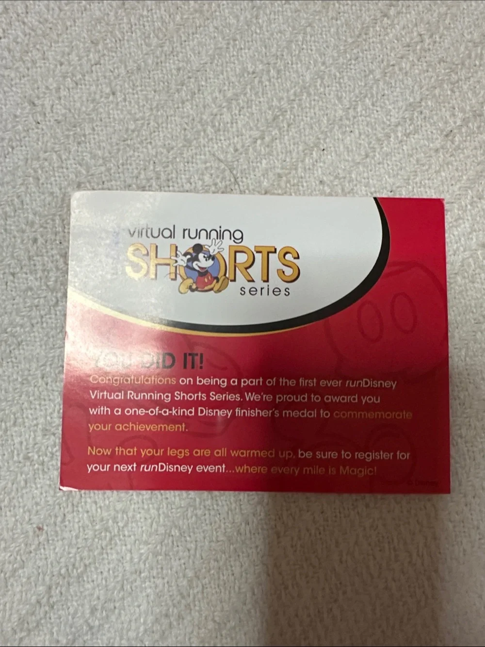 RunDisney Virtual Running Shorts Series 5k Mickey